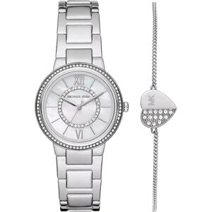 Michael Kors Women's Stainless Wide Steel Watch and Bracelet Gift Set - Silver